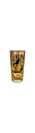 Home Tableware & Barware | 1960s Fred Press Signed Gold and Black Horse Collins Glasses - Set of 8 With Caddy - JA26657