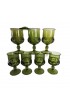 Home Tableware & Barware | 1960s Green Kings Crown Thumbprint Goblets by Indiana Glass - Set of 8 - BC25664
