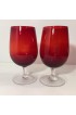Home Tableware & Barware | 1960s Ruby Art Deco Water Goblets With Clear Low Rise Stems - Set of 8 - EZ93967