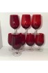 Home Tableware & Barware | 1960s Ruby Art Deco Water Goblets With Clear Low Rise Stems - Set of 8 - EZ93967