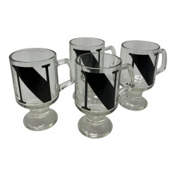 Home Tableware & Barware | 1970s Mid Century Monogrammed 'N' Glass Mugs - Set of 4 - ID51620