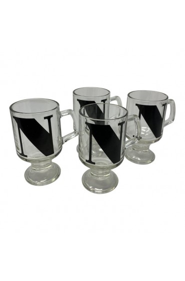 Home Tableware & Barware | 1970s Mid Century Monogrammed 'N' Glass Mugs - Set of 4 - ID51620