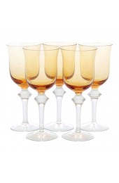 Home Tableware & Barware | Amber Wine Goblet by Denby's Retired 70s Aurora Pattern, Set of 5 - BH90337