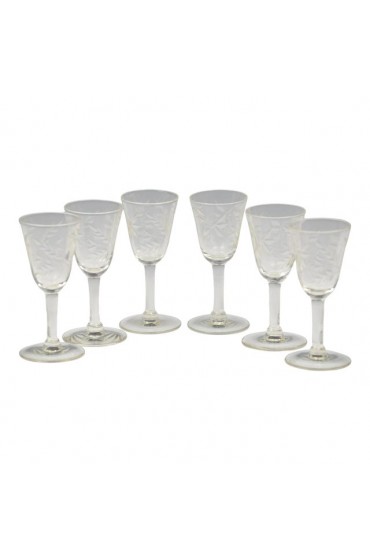 Home Tableware & Barware | Antique Etched Cordial Glasses With Floral Design- Set of 6 - CT84179