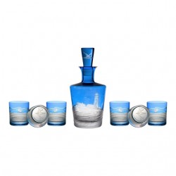 Home Tableware & Barware | ARTEL Golden Age of Yachting Collection Lighthouse Barware Decanter and Rope Double Old Fashioned Glasses Set in Blue - 7 Pieces - CB82972