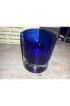Home Tableware & Barware | Contemporary Block Crystal Cobalt Blue & Clear Low Ball Glasses - Set of 6 - HY75030