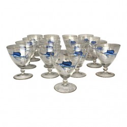 Home Tableware & Barware | Early 20th Century Bohemian Crystal and Enamel Swordfish Cocktail Gasses - Set of 17 - DA13353