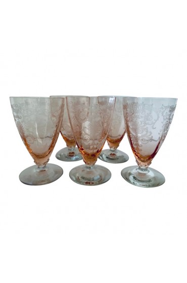 Home Tableware & Barware | Fostoria Versailles Pink Depression Glass Footed Tumblers - Set of 5 - FH52907
