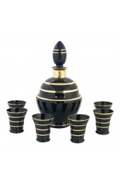 Home Tableware & Barware | Gilt Art Deco Black Bristol Glass Cordial Decanter/Glasses-Set of 7 - QQ51988