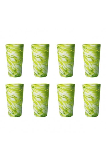 Home Tableware & Barware | Hand Blown Pint Glasses, Lime Swirl - Set of 8 - YM27007