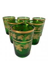 Home Tableware & Barware | Handblown Italian Moorish Green with Gold Shot Glasses - Set of 6 - TI26414