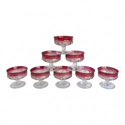 Home Tableware & Barware | Indiana King's Crown Thumbprint Raspberry Sherbet/Martini Cocktail Glasses - DK19133