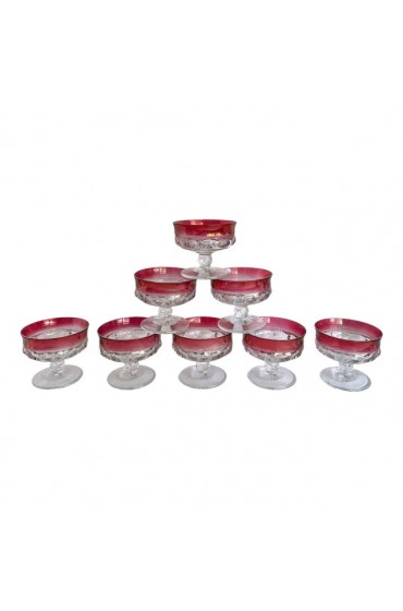 Home Tableware & Barware | Indiana King's Crown Thumbprint Raspberry Sherbet/Martini Cocktail Glasses - DK19133