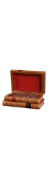 Home Tableware & Barware | Mid-Century French Embossed Leather Bound Book Box With Old Fashion Glasses- 7 Pieces - NL12687