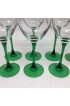 Home Tableware & Barware | Mid-Century French Green Stem Cut to Clear Crystal Wine Glasses - Set of 8 - YB44420