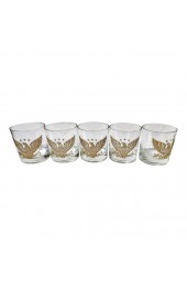 Home Tableware & Barware | Mid-Century Gold Embossed Double Old Fashioned Glasses- Set of 5 - EZ98060