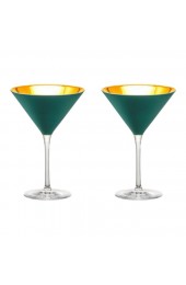 Home Tableware & Barware | Nicolette Mayer Oro 24k Crystal Martini Glass, Peacock Blue, Set of 2 Glasses in Gift Tube - JO88169