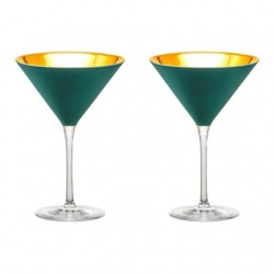 Home Tableware & Barware | Nicolette Mayer Oro 24k Crystal Martini Glass, Peacock Blue, Set of 2 Glasses in Gift Tube - JO88169
