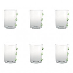 Home Tableware & Barware | Petoni Tumbler in Transparent with Green Dots - Set of 6 - IX50284