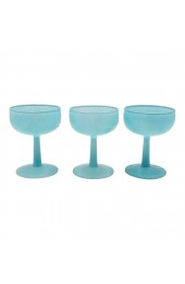 Home Tableware & Barware | Set of 3 Vintage Blue Opaline Style Champagne Glasses - UE41091