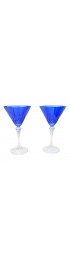 Home Tableware & Barware | Vintage Blue Crystal-Cut Flutes, S/2 - UO51998