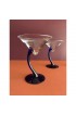 Home Tableware & Barware | Vintage Bravura Cobalt Blue Curved Stem Martini Glasses - Set of 4 - IX12419