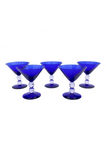 Home Tableware & Barware | Vintage Cobalt Blue Martini Glasses- Set of 5 - CX79141