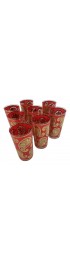 Home Tableware & Barware | Vintage Culver Ltd. 22k Red & Gold Paisley Highball Glasses- Set of 8 - SG61345