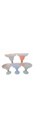 Home Tableware & Barware | Vintage Frosted Pastel Colored Margarita Glasses With Gold Trim- Set of 5 - JL88548