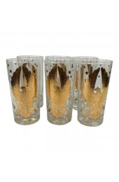 Home Tableware & Barware | Vintage Gay Fad Highball Collins Cocktail Glasses With Gilt Eagles and Stars and Frosted White Stripes - LU94243