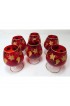 Home Tableware & Barware | Vintage Gold on Hand Cut Intaglio Ruby Glass Brandy Snifters Set 6 - MQ67926