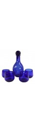 Home Tableware & Barware | Vintage Hand-Blown Cobalt Blue Decanter & Low Ball Glasses Set- 5 Pieces - WM07224