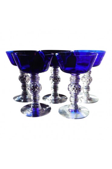 Home Tableware & Barware | Vintage Heisey Spanish Stiegel Blue Spanish Colonial Revival Craft Cocktail Coupes- Set of 4 - XC86465