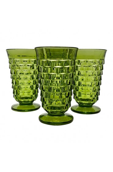 Home Tableware & Barware | Vintage Indiana Green Cubist Iced Tea Glasses - Set of 6 - AK14910