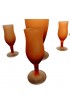 Home Tableware & Barware | Vintage Italian Murano Amber Frosted Satin Genie Decanter & Goblets Set- 5 Pieces - MY03070