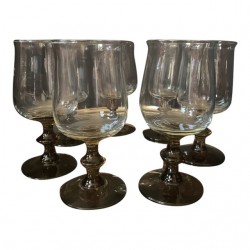 Home Tableware & Barware | Vintage Libby Smoked Brown Tulip Wine or Water Goblets- Set of 7 - VW72565