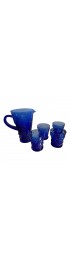Home Tableware & Barware | Vintage Mid 20th Century Cobalt Seashell Pitcher and Glasses Beverage Set - 5 Pieces - HP39669