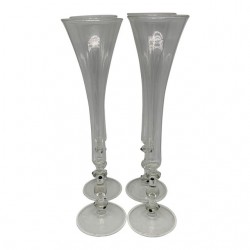 Home Tableware & Barware | Vintage Signed Herzog Hand-Blown Art Glass Champagne Flutes- Set of 4 - GM78265