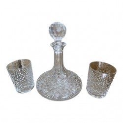 Home Tableware & Barware | Vintage Waterford Alana Crystal Ships Decanter & Lowball Glasses- 3 Pieces - CY27193