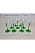 Home Tableware & Barware | Vintage Wine Glasses Green Stems Made in France by Arcoroc - Set of 9 - LB28855