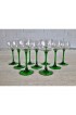 Home Tableware & Barware | Vintage Wine Glasses Green Stems Made in France by Arcoroc - Set of 9 - LB28855