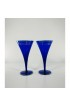 Home Tableware & Barware | 1940s Cobalt Blue Art Deco Martini Glasses with Silver Overlay- a Pair - OO03712