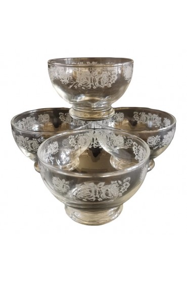 Home Tableware & Barware | 1960s Dominion Glass Fruit Dessert Bowls With Rose Details- Set of 4 - BP27312