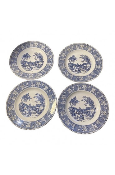 Home Tableware & Barware | 1970s Homer Laughlin China Company Shakespeare’s Country Blue Dinner Plates- Set of 4 - LK97214