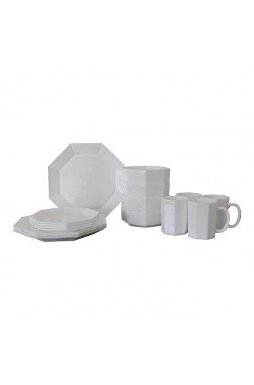 Home Tableware & Barware | 1980s Arcoroc France White Octime Dinnerware Set- 16 Pieces - TI64927