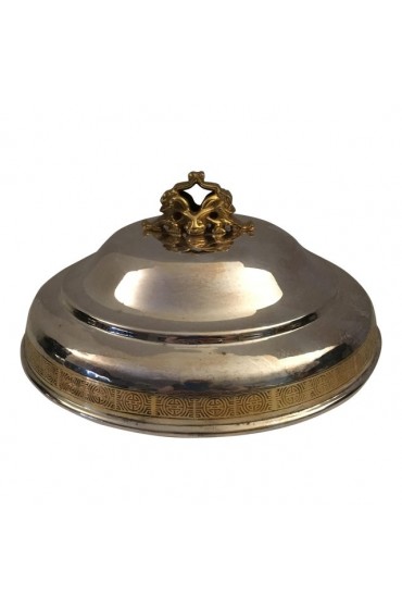 Home Tableware & Barware | Asian Stainless Steel Food Cover/W Gold Decorative Top - GX76159
