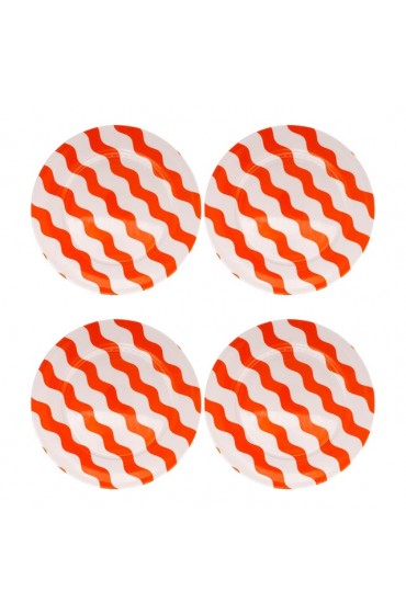 Home Tableware & Barware | Casacarta Scallop Dinner Plates - 10, Orange - Set of 4 - HX66773