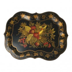 Home Tableware & Barware | English Hand Painted Fruit and Vines Tole Tray - DU38762