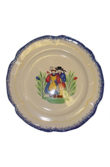 Home Tableware & Barware | French Hand-Painted Faience Quimper Design Plate by Pornic, Brittany - FH31645