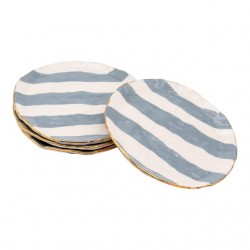 Home Tableware & Barware | Gray & White Striped Gilt Clay Petit Dishes- Set of 4 - YM00160